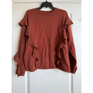 A New Day Women's Long Sleeve Ruffle Pullover Sweatshirt Size Large